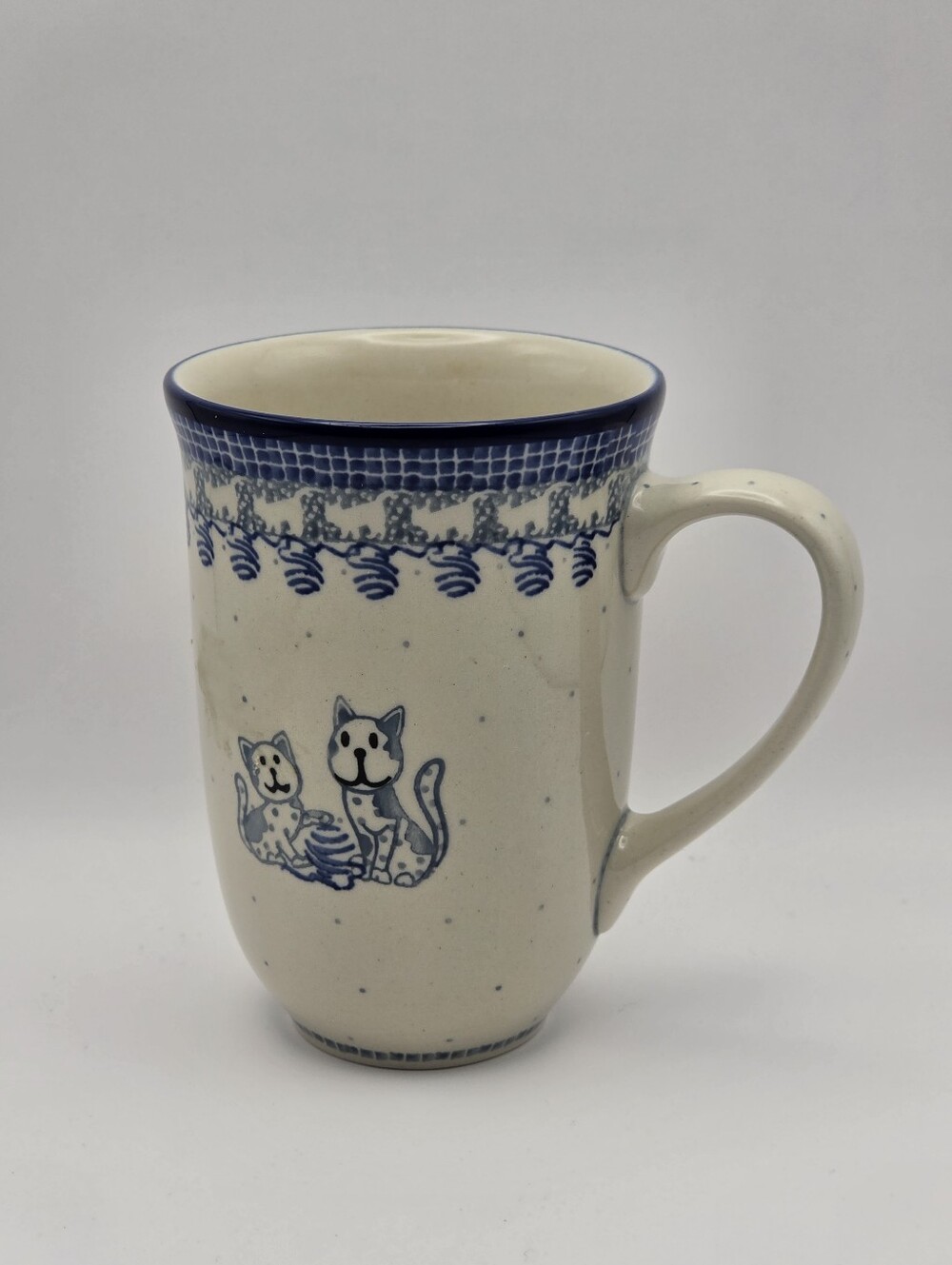 Ceramika Artystyczna hand made Poland pottery ceramic cat tea cup coffee mug
